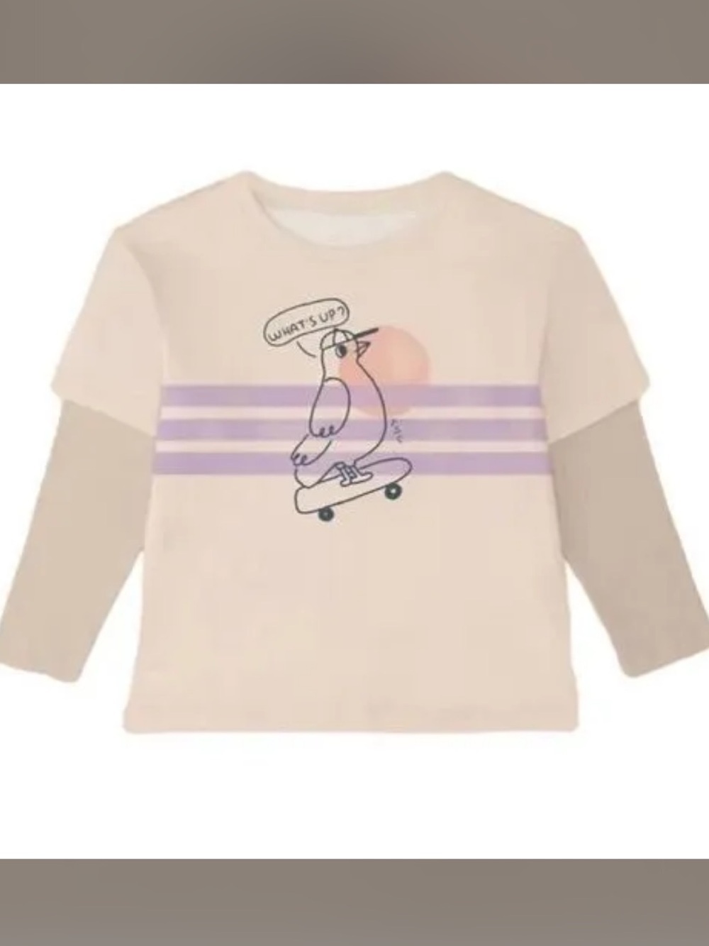 NWT The Sunday Collective Girls Organic Cotton Skater Tee Top In Beig